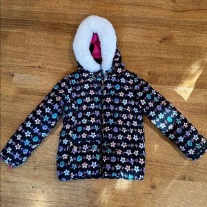 EUC Obermeyer Roselet ski jacket black floral girls size 8
